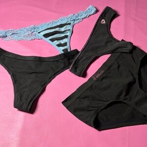Victoria's Secret Black and Blue Panties Trio